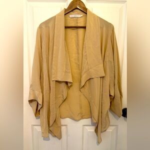 KAIN Label Women's Beige 100% Silk Cascade Open Front Cardigan Size L